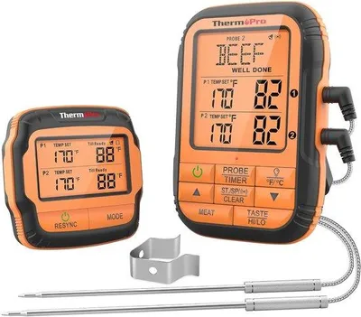 Produktbild von Grillthermometer mit 2 Sonden und 150m Reichweite - wasserdicht