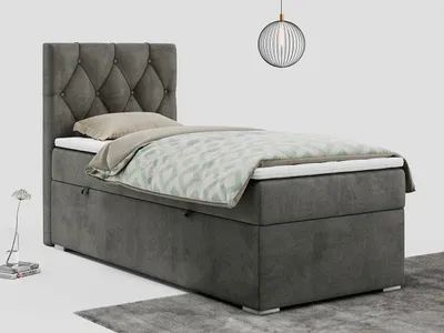 Produktbild von Einzelbett mit Bettkasten, jungenbetten 90 cm, Boxspringbett - ALDA - 90x200cm - links - Dunkelgrau - H3