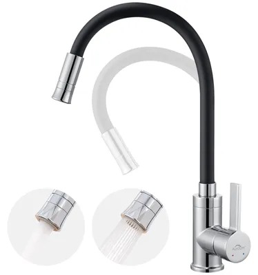 Productafbeelding van Waterkraan voor de Keuken, Zwart Met Flexibele Uitloop, 2 Straalsoorten