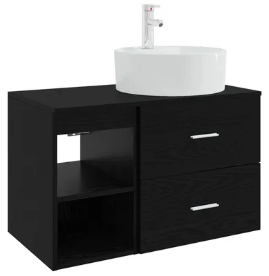 Image de Ensemble de mobilier de salle de bain 2 pcs Chêne noir