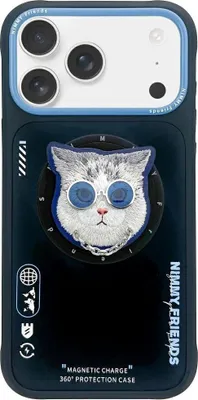 Produktbild von NIMMY case GLASSES COOL CAT kompatibel mit MagSafe passend für IPHONE 17 black blue