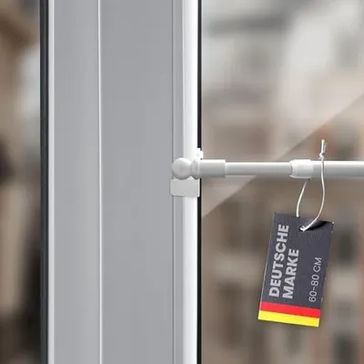Produktbild von Ausziehbare Klemmstange 60–80 cm aus Metall, Ø8/10 mm, für Gardinen in Weiß – Montage ohne Schrauben, Bohren oder Kleben (Globe)