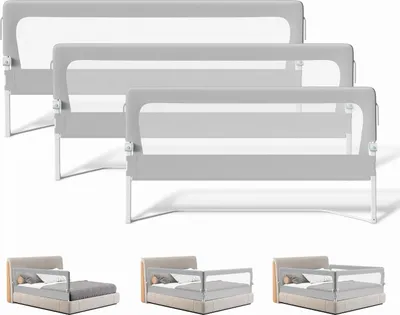Produktbild von Jayseuw 3x Kinder Bettschutzgitter Bettgitter Kinderbettgitter Babybettgitter Klappbar Höhenverstellbar Rausfallschutz für Familienbett und Kinderbett (2x200cm+1x180cm)