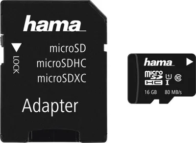 Produktbild von Hama 00213113, 16 GB, MicroSDHC, Klasse 10, UHS-I, 80 MB/s, Class 1 (U1)