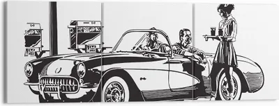 Produktbild von Bild auf Leinwand - Leinwandbild - Bar Auto Straße - 150x50cm - Wand Bild - Wanddeko - Wandbilder - Leinwanddruck - Bilder - Kunstdruck - Wanddekoration - Leinwand bilder - Wandkunst - CA150x50-3680