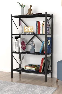Zdjęcie produktu dla Regał stojący Bofigo z 4 półkami, metalowy, imitacja drewna, 66 x 34 x 121 cm