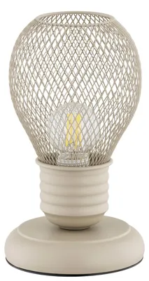 Zdjęcie produktu dla Lampa stołowa w kształcie żarówki PIKOLO beżowa 1xE14x10W metal wym:21x11x11cm IP20 Alfa