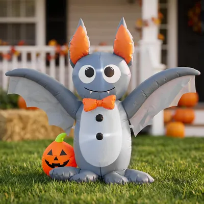 Aufblasbare Fledermaus & Kürbis, 122 cm, Halloween-Deko