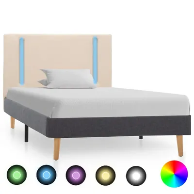 Obrázok produktu pre Maison Exclusive – Rám postele s LED osvetlením, krémovo-biele a tmavošedé látkové prevedenie, rozmer 100 x 200 cm