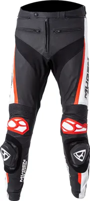Zdjęcie produktu dla Skórzane spodnie motocyklowe MUGENRACE RBRS-1, czarny/biały/czerwony, L