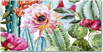 Produktbild von Tulup Glas-Bild -140x70- Wandkunst Dekorative Wand für Küche & Wohnzimmer - Blumen & Pflanzen - Kakteen Blumen - Mehrfarbig