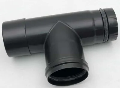 Zdjęcie produktu dla Trójnik emaliowany na czarno z pokrywą z uszczelką Viton, długość 25 cm | DN 80