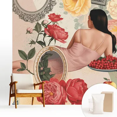 Produktbild von Fototapete  - 250x250 cm - Tapete - Wandtapete - Wandbilder - Dekofolie - Tapete Folie - Wand - Dekoration - Wohnzimmer - Florale Eleganz