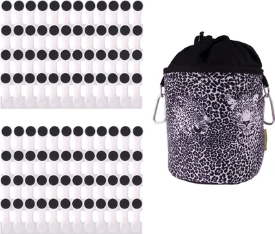 Produktbild von trendfinding 96 Wäscheklammern Weiß Edelstahl, 1 Klammerbeutel Leopard Schwarz
