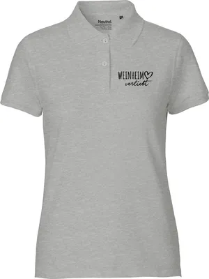 Produktbild von Huuraa Damen Polo Shirt Weinheim verliebt XL Sport Grey Bio Baumwolle Fairtrade Poloshirt Geschenkidee