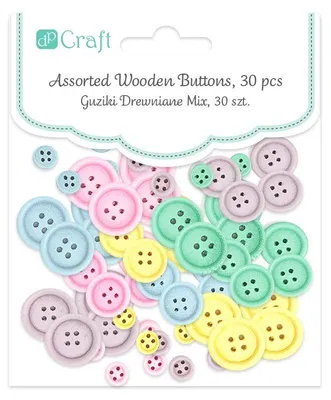 Obrázok produktu pre Guziki pastelowe drewniane 30 sztuk