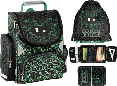 Produktbild von Schulranzen Set 3 teilig Tornister Jungen Schwarz Gamer