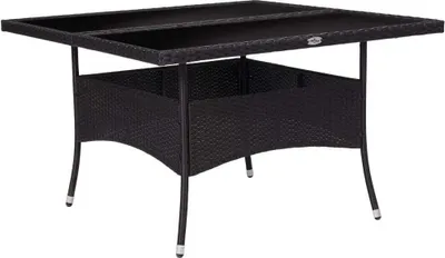 Produktbild von ZMH Garten-Esstisch Schwarz Poly Rattan und Glas