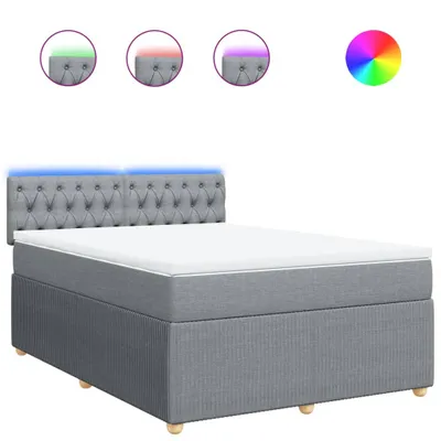 Produktbild von Boxspringbett mit Matratze Hellgrau 140x200 cm Stoff