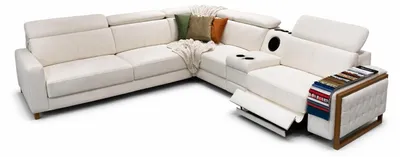 Immagine prodotto di Elegante divano ad angolo a forma di U bianco con funzioni regolabili
