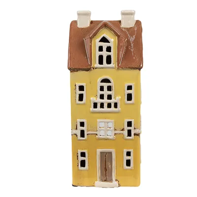 Produktbild von Clayre & Eef Teelichthalter Haus 11x9x25 cm Gelb Braun Keramik