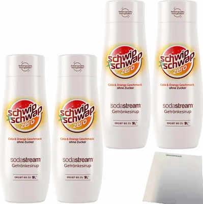 Produktbild von SodaStream schwip schwap zero Getränke-Sirup Cola&Orange ohne Zucker 4er Pack (4x0,44l Flasche) + usy Block