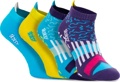 Produktbild von ABS-Anti-Rutsch-Socken 4 Paar für Herren 41-46, bunte kurze Sportsocken - Blau, Gelb, F1 und F2