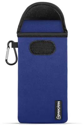 Productafbeelding van MobyDefend Hoesje - Geschikt voor Xiaomi 17 - Neopreen Pouch Met Karabijnhaak - Insteek - Riemlus - Blauw