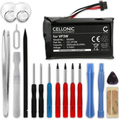 Produktbild von CELLONIC 1x Akku für Navigation Kompatibel mit TomTom Rider 550, Rider 500, Rider 400, LHA11133000 - (2500mAh , 3.7V) + Werkzeug-Set 17tlg