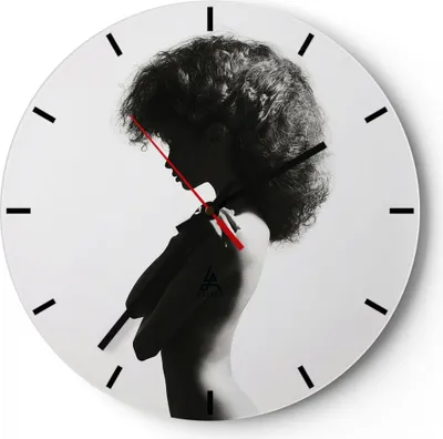 Produktbild von Wanduhr - Rund - Glasuhr - Frau Nacktheit Körper - 30x30cm - Schleichendes Uhrwerk - Lautlos - zum Aufhängen bereit - Dekoration Modern - Wanddekoration aus Glas - C3AR30x30-4946