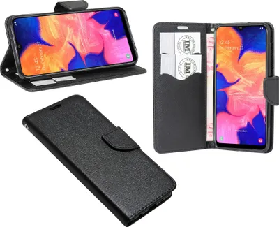 Obrázok produktu pre cofi1453® Puzdro typu kniha "Fancy" kompatibilné s mobilným telefónom SAMSUNG GALAXY A10 (A105F) puzdro peňaženkové puzdro s funkciou stojana, držiak na karty čierne