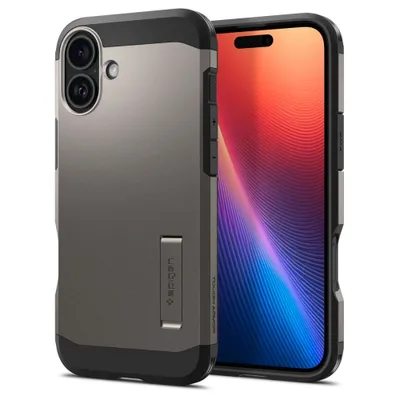 A phone case with a phone inside, shown from the back and side.