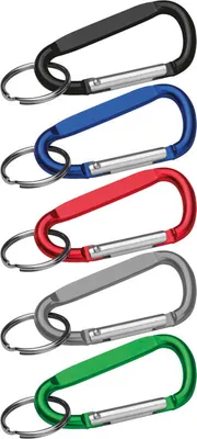 Produktbild von 5x Schlüsselanhänger mit Karabinerhaken / 5 verschiedene Farben