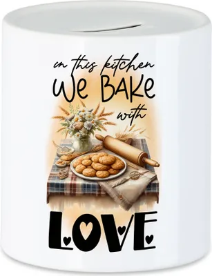 Produktbild von In this kitchen we bake with love Backutensilien Spardose - Charmantes Geschenk