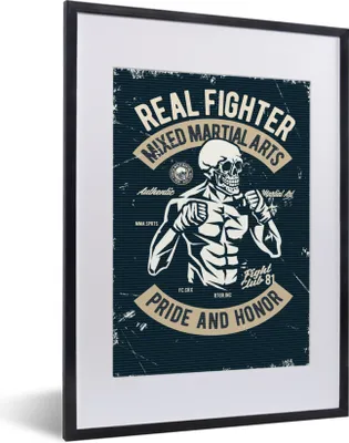 Produktbild von MuchoWow® MuchoWow® Gerahmtes Poster Kampfsport - Skelett - Retro - Zitat 30x40 cm - Poster mit zchwarzem Bilderrahmen - Wandposter Schlafzimmer