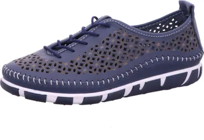 Produktbild von Gemini Damen Schnürschuh perforierter Leder Halbschuh mit Wechselsohle 395438-01, Größe:42 EU, Farbe:Blau