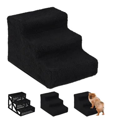 Hundetreppe 3 Stufen, Stoffbezug, 30x35x45 cm, schwarz