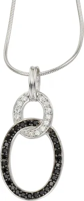 Produktbild von Celesta Silber Halskette 925/- Sterling Silber 42 + 5 cm weiß Zirkonia schwarz 500244128L