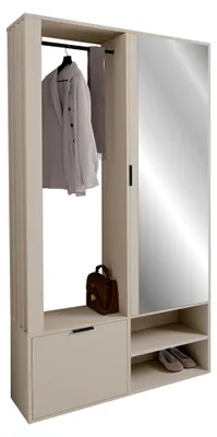 Produktbild von Garderoben-Set Raldento mit Spiegel, Kleiderstange, Schuhschrank und Fächern