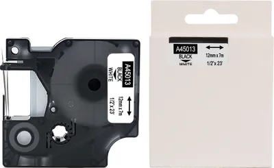 Produktbild von rillprint Schriftbandkassette schwarz/weiß 12 mm x 7 m