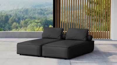 Produktbild von Kaiser Möbel Doppelter Liegestuhl für den Garten MALIBU, Terrasse, Hinterhof, gemütlich Schwarz
