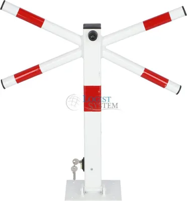 Image de LogistSystem - Poteaux de stationnement - Barrière de stationnement - Clé - Poteau rabattable - Clé inférieure X - Acier - Barrière de stationnement robuste - Barrière de stationnement - Blanc - Rouge