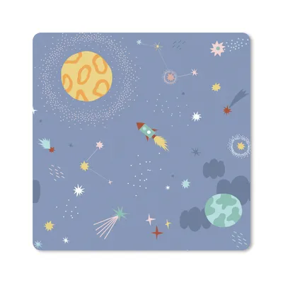 Produktbild von MuchoWow® Mauspad Mousepad Kinder - Rakete - Sterne 30x30 cm - Mousepads - Maus Mat - Pad - Mausunterlage - Gaming