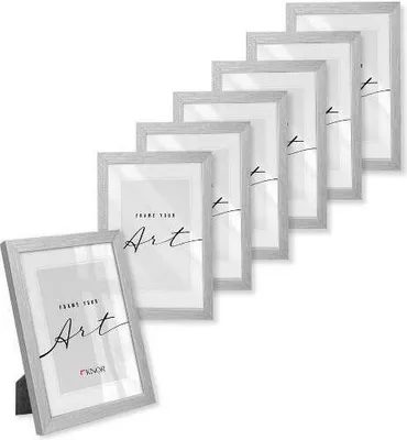 Produktbild von 🖼️KNOR®️ Bilderrahmen 15X21cm Silber, 7er Set Posterrahmen, Bilderrahmen, Fotorahmen, bruchsicheres Acrylglas, Picture Frame 15X21, zum Aufhängen & Aufstellen 🎨Isabella Kollektion