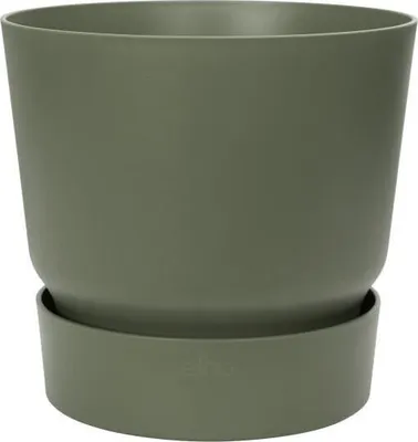 Image de Pot de Fleurs Rond Elho Greenville 47, Extérieur, Ø 47 x H 44,1 cm, 55 L, Vert Feuille, Plastique Recyclé