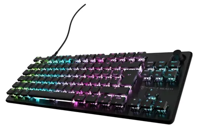 Produktbild von Turtle Beach Vulcan II TKL RGB Tenkeyless Mechanische Gaming-Tastatur für PC – Hot-Swap-fähige lineare Schalter, RGB-Beleuchtung pro Taste, Lautstärkeregler, Geräuschdämpfung, SOCD - DE Layout, Kabelgebunden, USB, Mechanischer Switch, QWERTY, RGB-LED, Schwarz
