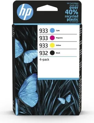 Image de Cartouches d'encre HP 932/933, Authentiques, Noir, Cyan, Magenta, Jaune, Pack de 4, 6ZC71AE, Pour OfficeJet 6700, 7110, 7610