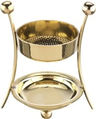 Produktbild von Räucherstövchen Messing Gold Höhe 9 cm mit 2. Sieb und Teelicht