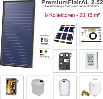 Produktbild von Solarbayer PremiumFlairAL Indach-Solarpaket 8 Bruttofläche 20,16 m² Solaranlage