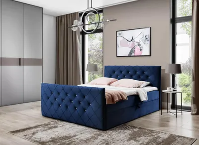 Obrázek produktu pro Boxspringová postel LENKA - 200x220, modrá + topper